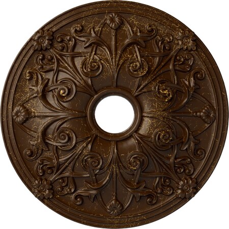 Ekena Millwork Jamie Ceiling Medallion (Canopies up to 3 7/8"), 23 5/8"OD x 3 7/8"ID x 2 1/8"P, Root Beer Crackle CM23JARBC